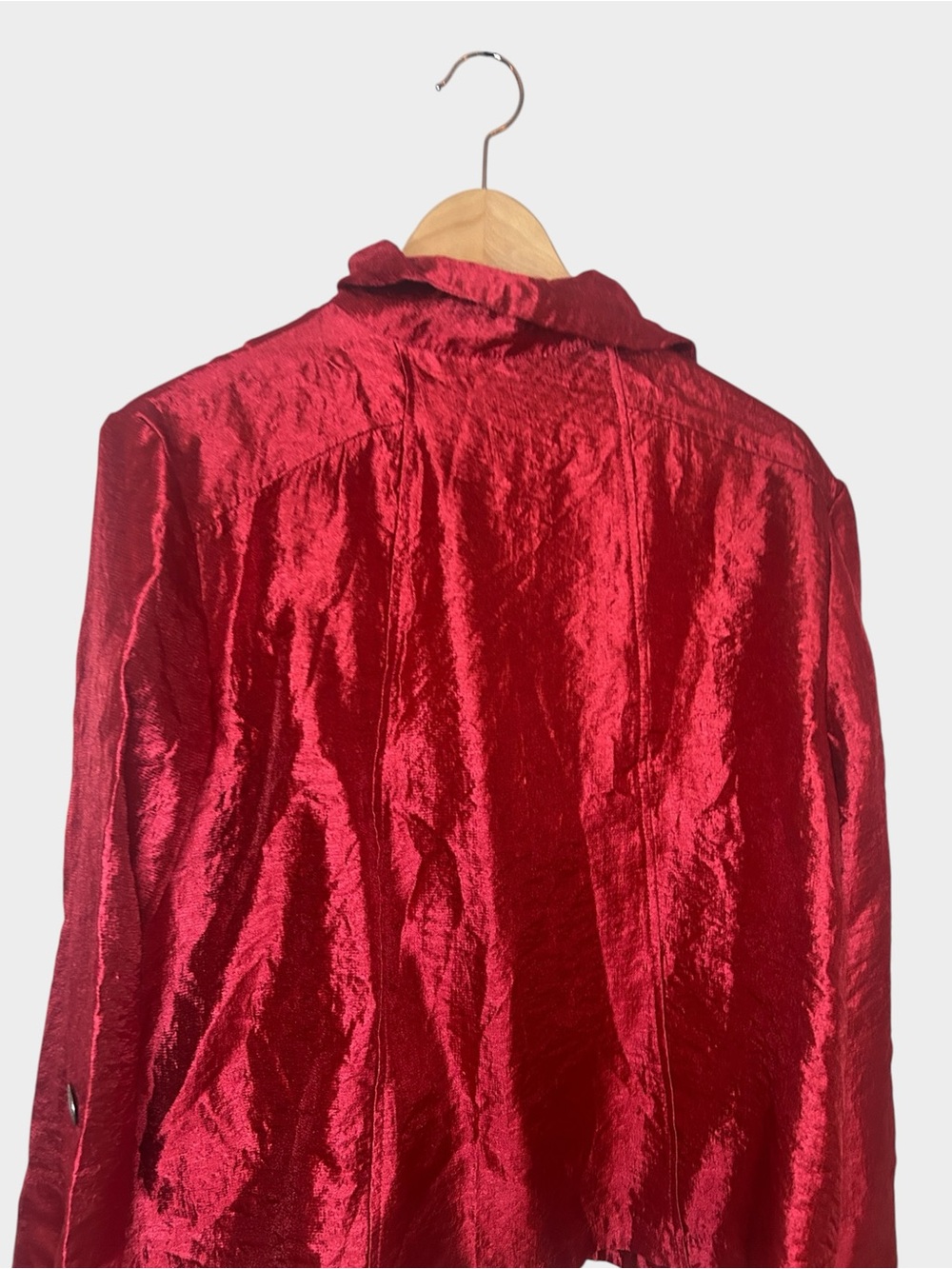 Ruby Rd Red Shimmer Jacket Size 14 Metallic Button Front Y2K - Picture 3 of 9